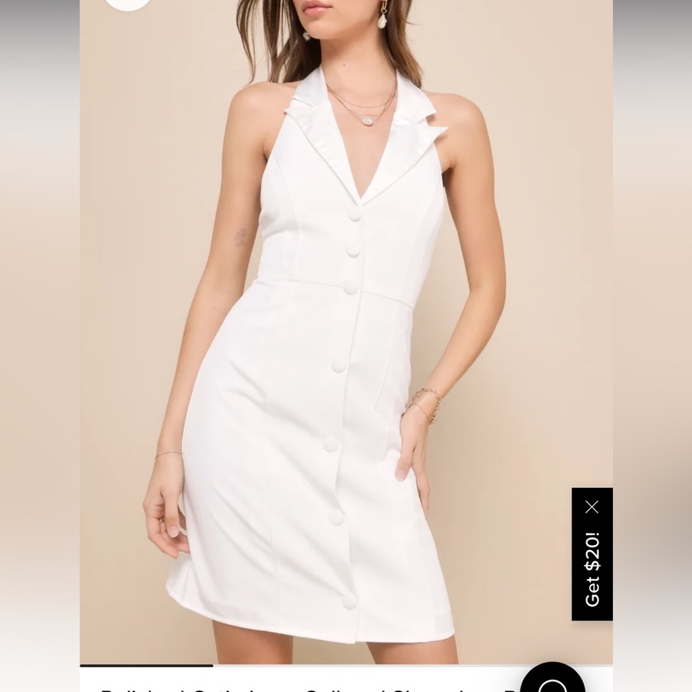 Lulu’s mini dress in white. Size medium. Never worn